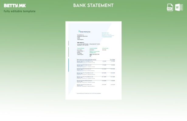 Модерен стил на шаблон за зборови за изјава на USA TransferWise Finances